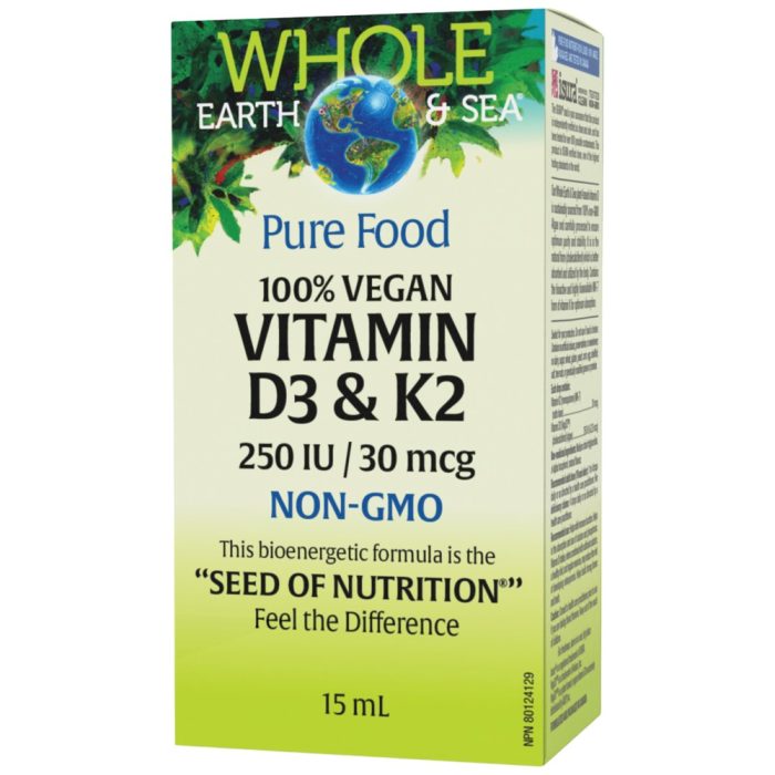 Whole Earth and Sea® Vitamin D3 250 IU + K2 30 mcg - Image 1