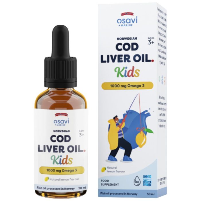 Norwegian Cod Liver Oil Kids | Lemon Flavored Liquid Omega Drops - Image 1