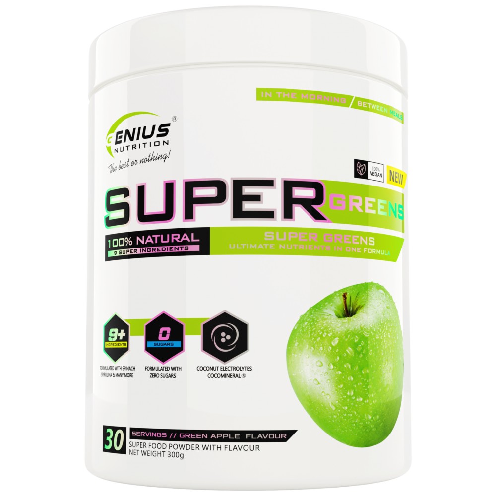 SuperGreens300grGeniusNutrition2_1662028563-6b16e3b-1000x1000 Super Greens | 100% Natural 9 Super Ingredients - Image 1