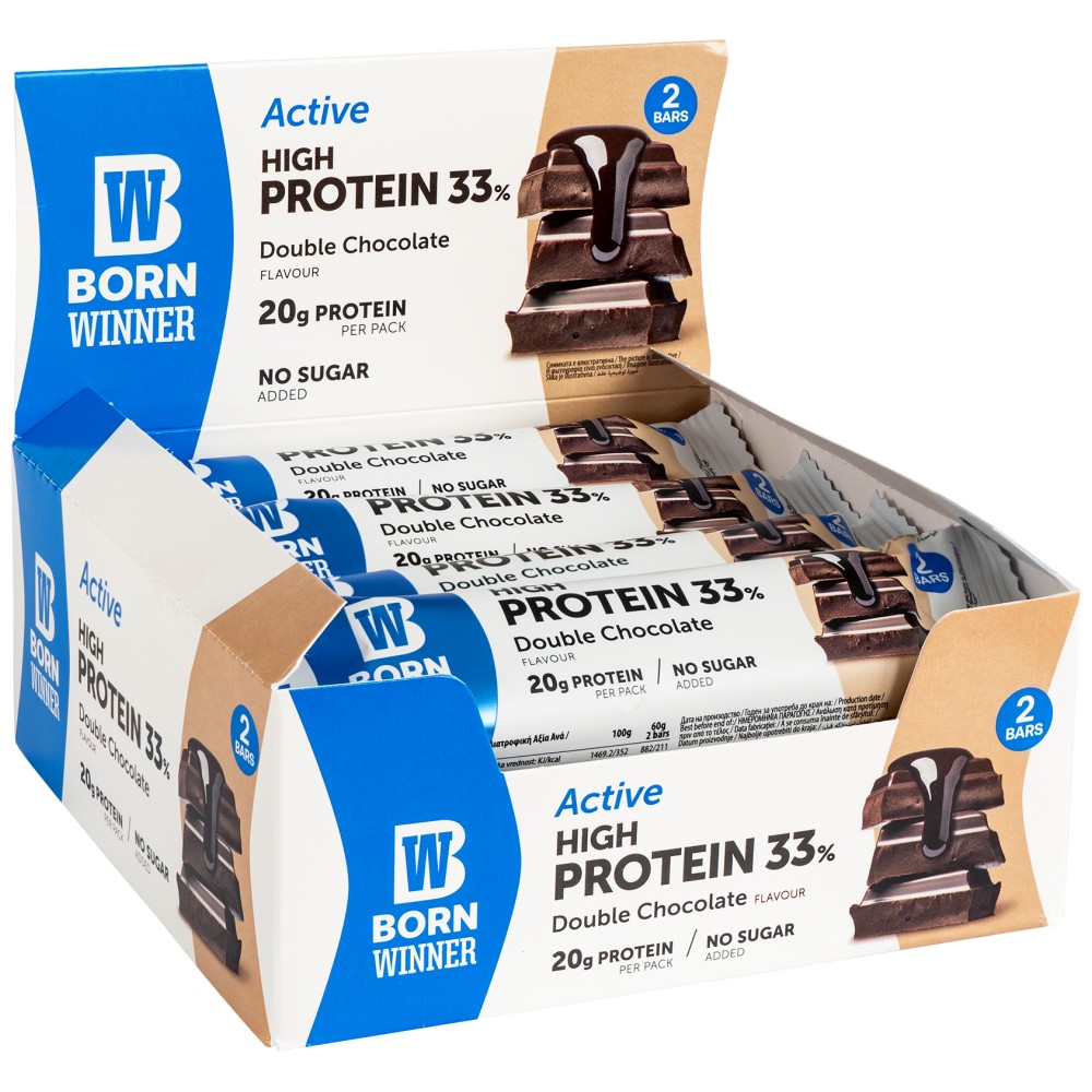 BW_p-b_box_ACTIVE_double-choco-6e27b0f-1000x1000 Active 33% High Protein Bar - Image 1